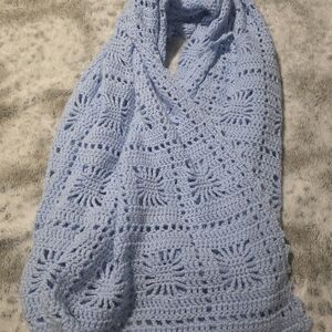 Elegant Blue Crochet Shawl